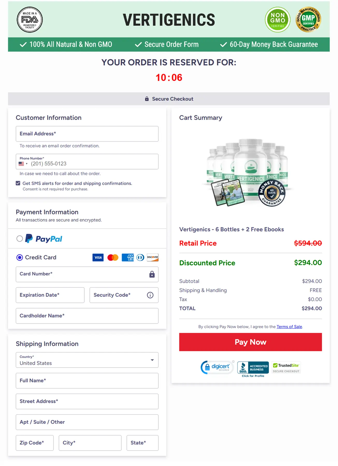 Vertigenics Checkout